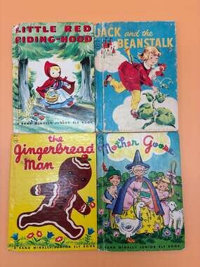 Rand McNally Junior Elf Book Lot of 4 - Jack & the Beanstalk, Mother Goose